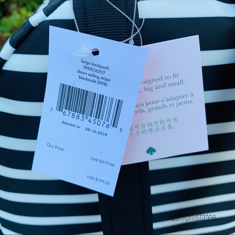 Large dawn backpack sailing stripe Kate spade nylo - Picture 5 of 8